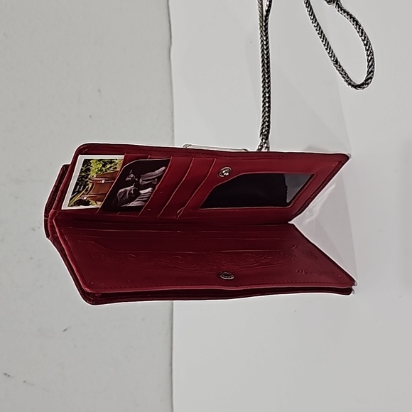 Brighton Red Crossbody Wallet handbag with silver removable strap - Picture 4 of 8